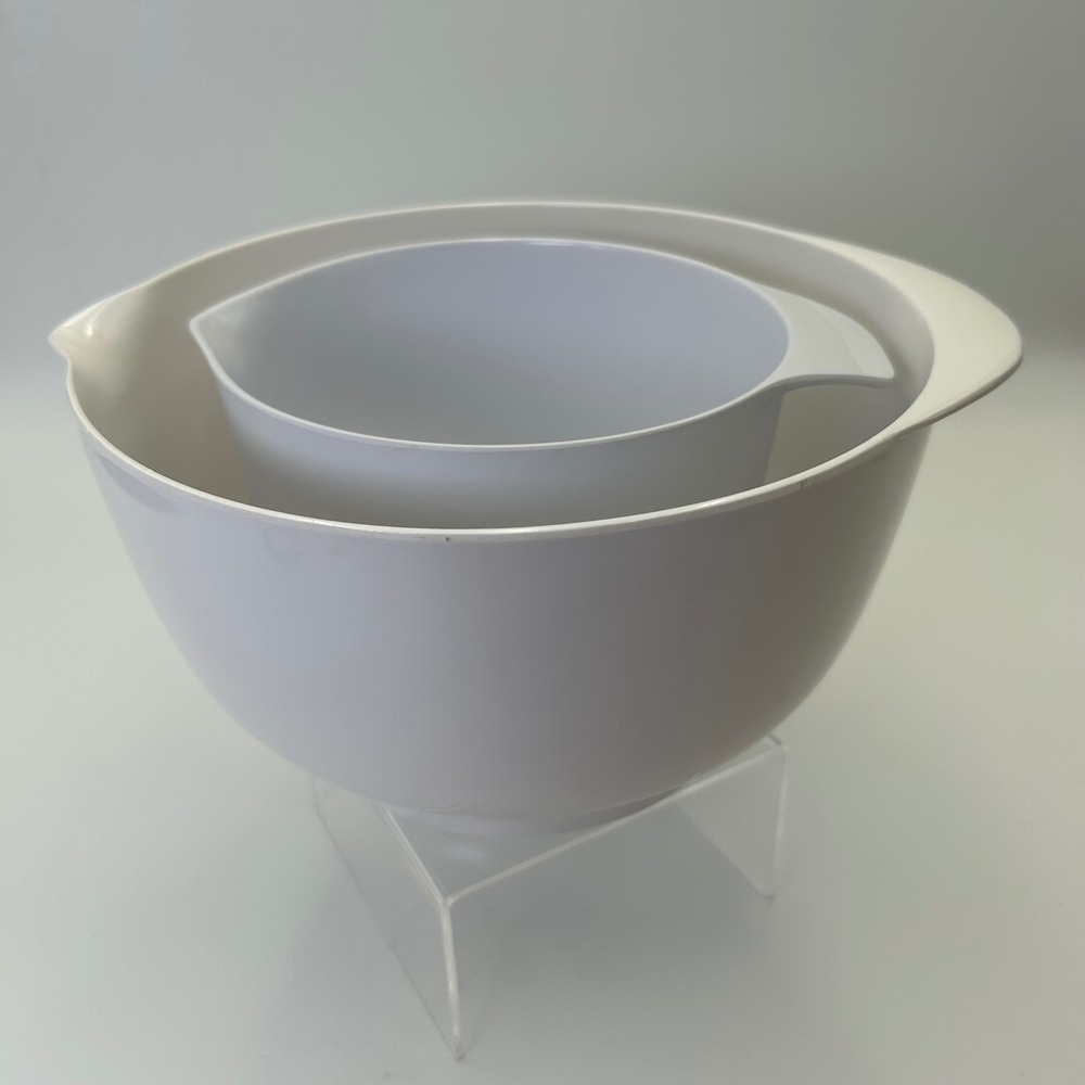 Vintage Dansk Set of 2 Pouring Minimalist White Melamine Nesting Mixing Bowls